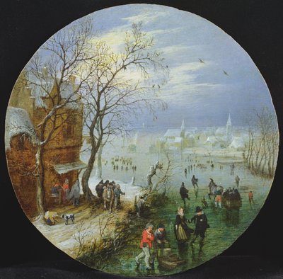 A Winter Skating Scene by Adriaen van de Venne